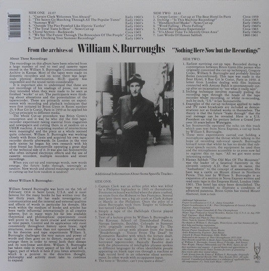 WILLIAM S. BURROUGHS (ウィリアム・S・バロウズ)  - Nothing Here Now But The Recordings (US 1000枚正規限定復刻再発黒盤 LP/New)