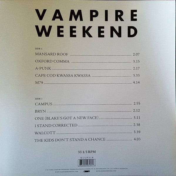 VAMPIRE WEEKEND (ヴァンパイア・ウィークエンド)  - S.T. <1st Album> (UK 限定復刻再発 LP/NEW)