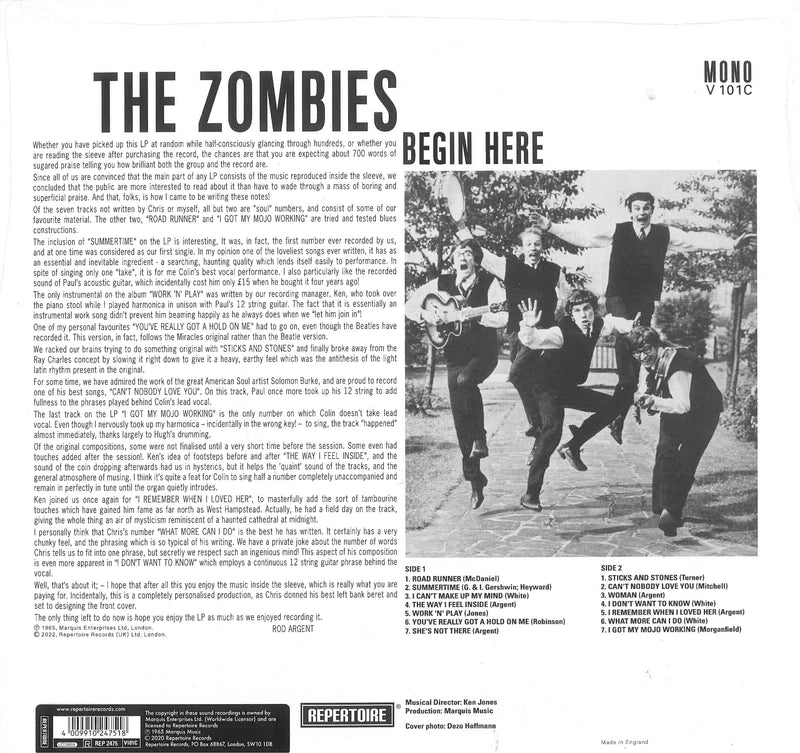 ZOMBIES (ゾンビーズ)  - Begin Here (UK限定リマスター再発「ホワイト VINYL」180g モノラル LP/New)