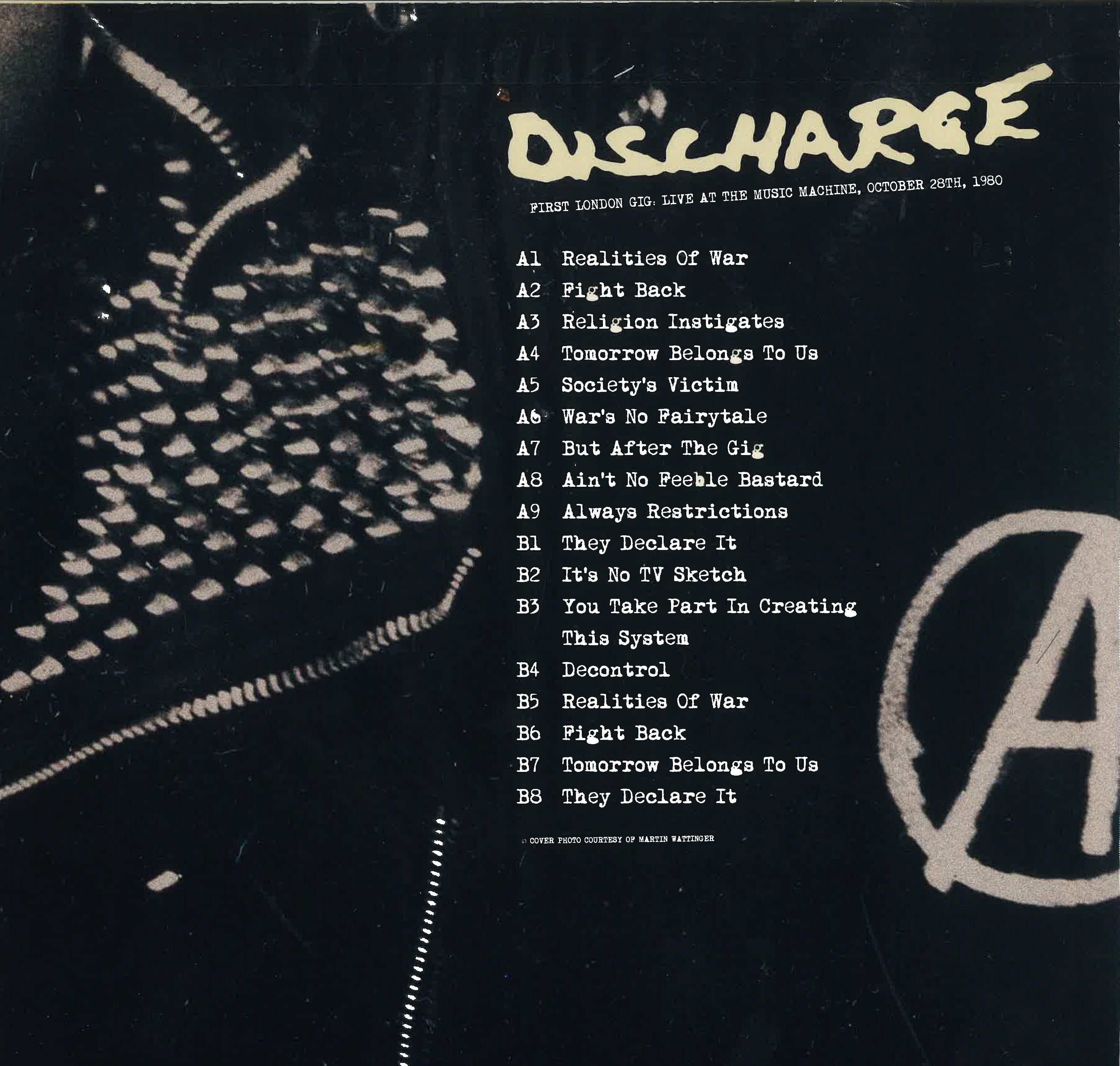 DISCHARGE (ディスチャージ)  - First London Gig, Live At The Music Machine October 28th 1980 (Italy 限定再発「ブラックヴァイナル」LP/ New)