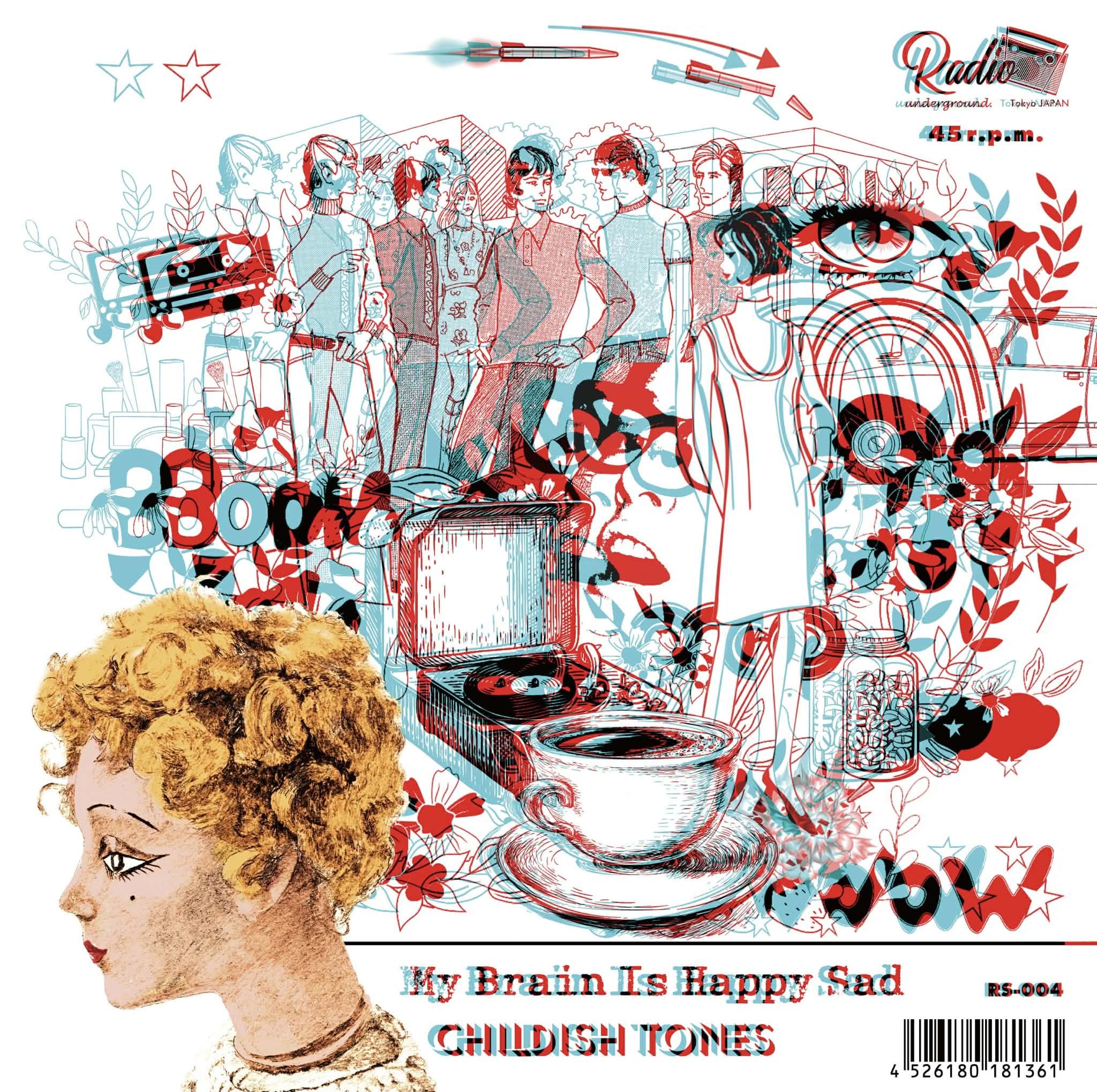 CHILDISH TONES avec BENI USAKURA (チャイルディッシュ・トーンズ feat.宇佐蔵べに)  - CHICK HABIT/ MY BRAIN IS HAPPY SAD  (日本300枚限定7インチ+3Dメガネ付きの飛び出すジャケット/New) APRIL MARCHのフレンチ・ガレージ・ポップ名曲カヴァ！近日発売、予約受付中！