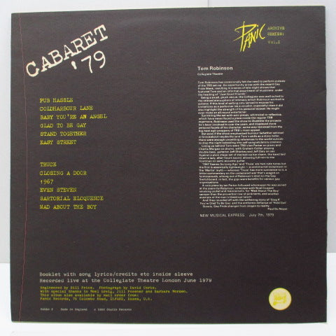 TOM ROBINSON (トム・ロビンソン)  - Cabaret '79 (UK Orig.LP)