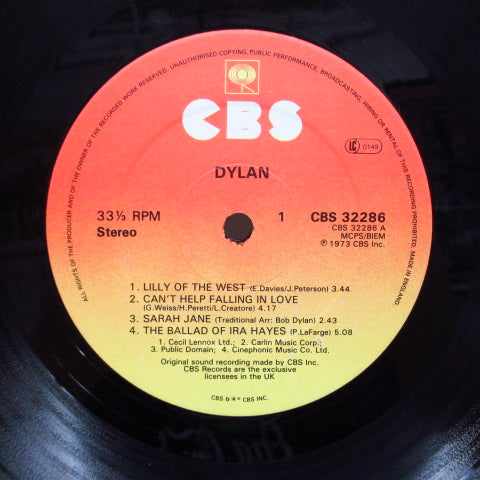 BOB DYLAN (ボブ・ディラン)  - Dylan (UK 80's Re LP)