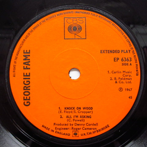 GEORGIE FAME (ジョージィ・フェイム)   - Knock On Wood (UK:Flat LBL EP)