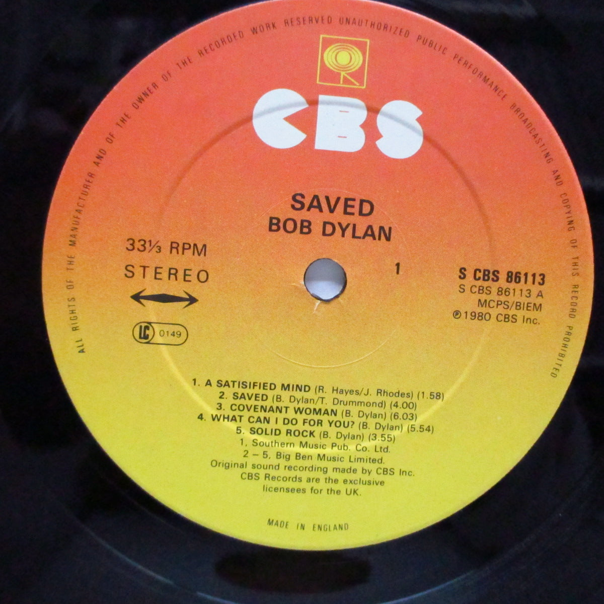 BOB DYLAN (ボブ・ディラン)  - Saved (UK Orig.LP)