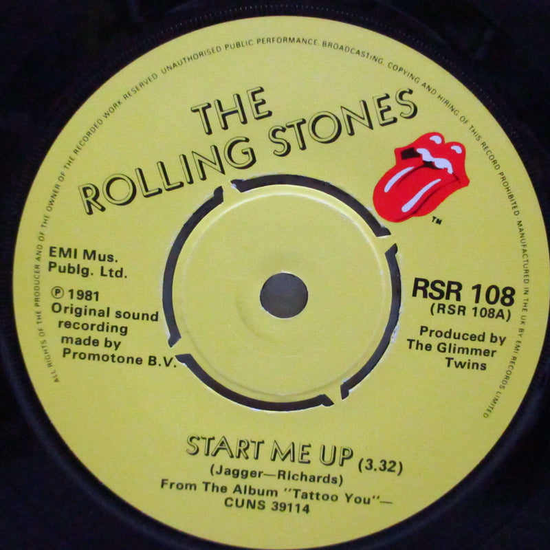 ROLLING STONES (ローリング・ストーンズ)  - Start Me Up (UK オリジナル「ラウンドセンター」7"+マット・ソフト紙折り返しジャケ)
