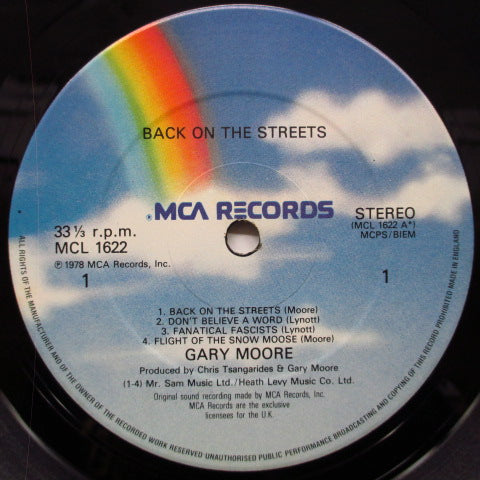 GARY MOORE (ゲイリー・ムーア) - Back On The Streets (UK 80's再発 LP+ステッカー付ジャケ/MCL 1622)