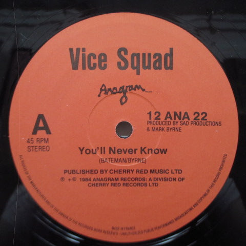 VICE SQUAD (ヴァイス・スクワッド) - You'll Never Know (UK Orig.12")