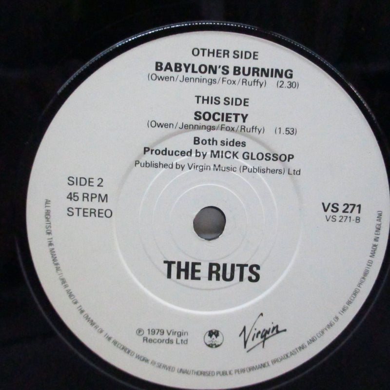 RUTS, THE (ザ ・ラッツ)  - Babylon's Burning (UK オリジナル 7"+「奥行7mmカット」マットジャケ)
