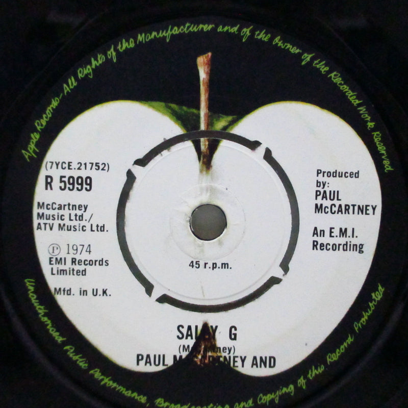 PAUL McCARTNEY & WINGS (ポール・マッカートニー & ウイングス)  - Junior's Farm (UK オリジナル「ラウンドセンター」7"+「アップルロゴ入」黒カンパニースリーブ)