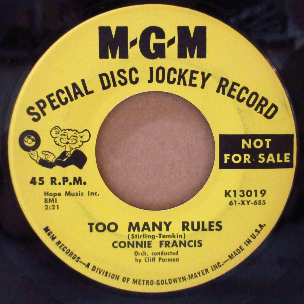 CONNIE FRANCIS (コニー・フランシス)  - Too Many Rules (US Promo 7"+PS)