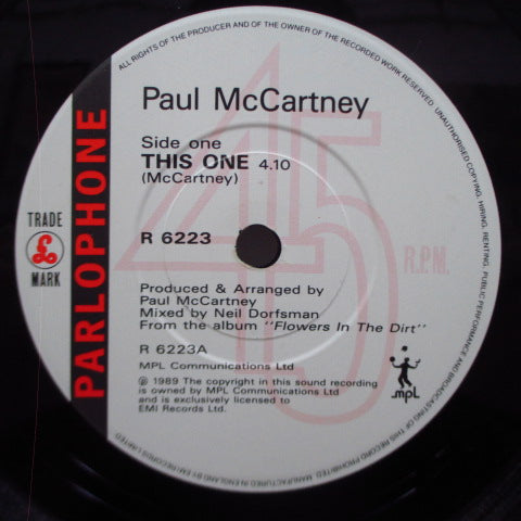 PAUL McCARTNEY (ポール・マッカートニー）- This One (UK オリジナル「紙ラベ」7"+光沢固紙ジャケ)