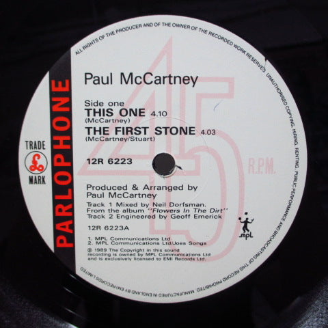 PAUL McCARTNEY (ポール・マッカートニー） - This One (UK Orig.12"/Color Sleeve/12R-6223)