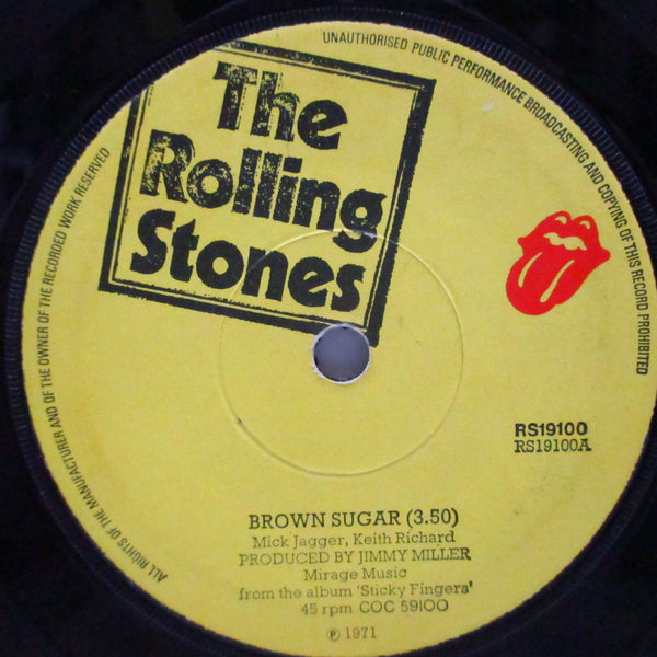 ROLLING STONES (ローリング・ストーンズ)  - Brown Sugar +2 (UK オリジナル「フラットセンター#2」7"+カンパニースリーブ)