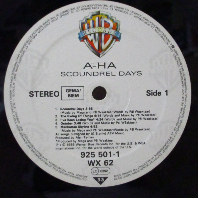 A-HA (アーハ)  - Scoundrel Days (EU オリジナル LP+インナー/エンボスジャケ)