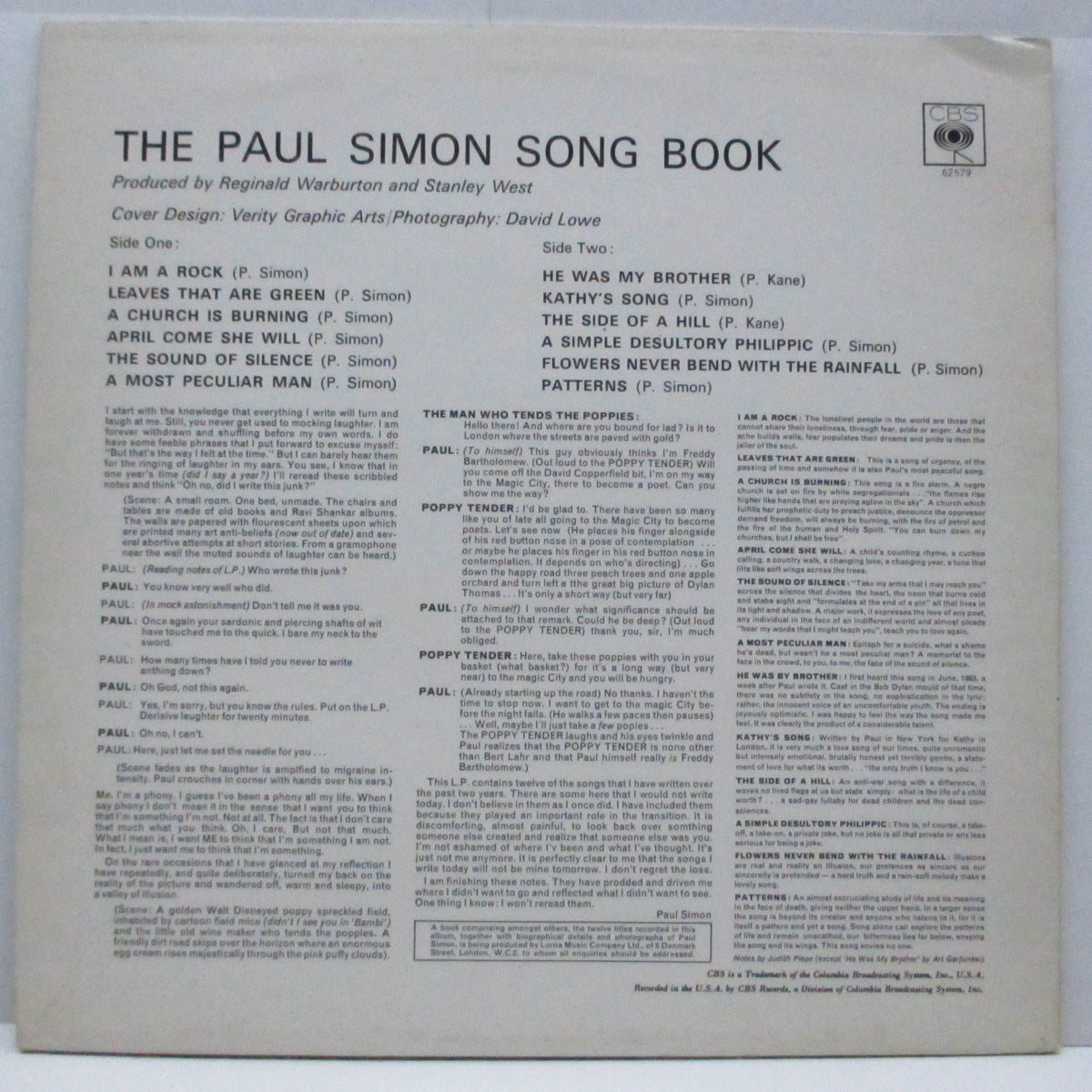 PAUL SIMON (ポール・サイモン)  - The Paul Simon Song Book (UK 70's再発「ステレオ」LP/マットCVR))