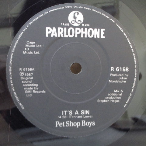 Pet Shop Boys it's a sin (UK org. 7 "+ PS / paper LBL.)
