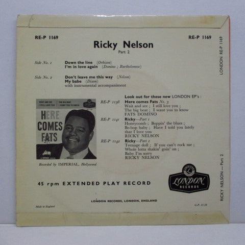 RICKY NELSON ( RICK NELSON) - Ricky Nelson Part 2 (UK 2nd Press EP)