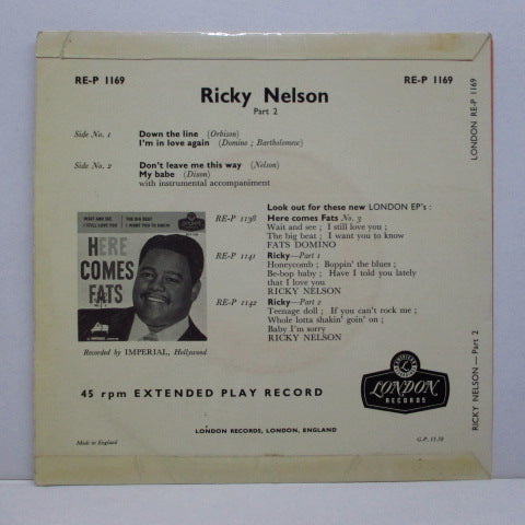 RICKY NELSON (RICK NELSON) - Ricky Nelson Part 2 (UK 2nd Press EP)