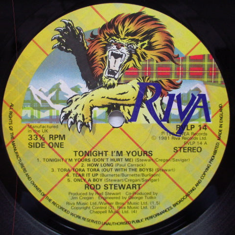 ROD STEWART (ロッド・スチュワート)  - Tonight I'm Yours (UK オリジナル LP+Inner)