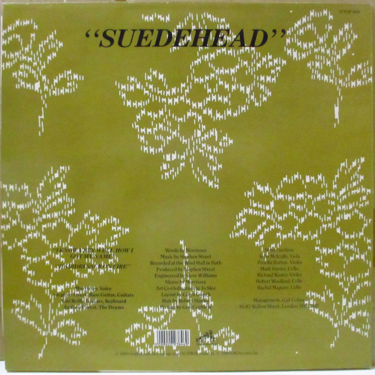 MORRISSEY (モリッシー)  - Suedehead +2 (UK オリジナル 3曲入り 12"/光沢ゴールドジャケ)