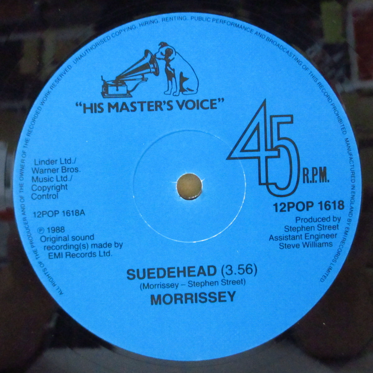 MORRISSEY (モリッシー)  - Suedehead +2 (UK オリジナル 3曲入り 12"/光沢ゴールドジャケ)