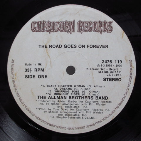 ALLMAN BROTHERS BAND (オールマン・ブラザーズ・バンド) - The Road Goes On Forever (UK オリジナル 2xLP/見開ジャケ)