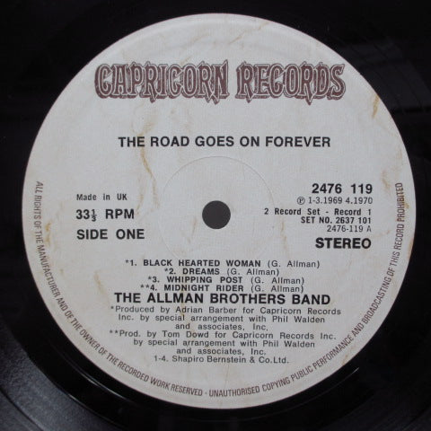 ALLMAN BROTHERS BAND (オールマン・ブラザーズ・バンド) - The Road Goes On Forever (UK オリジナル 2xLP/GS)
