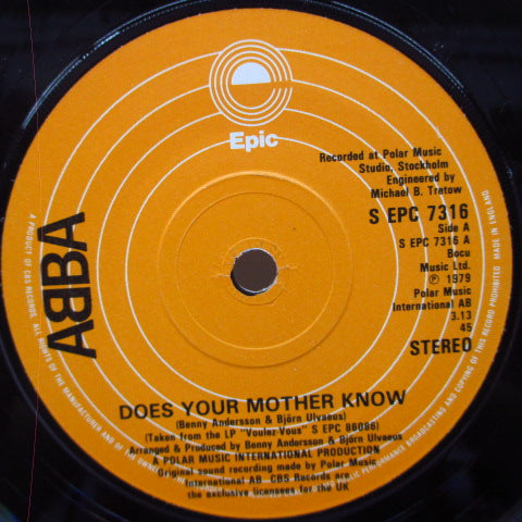 ABBA (アバ)  - Does Your Mother Know (UK オリジナル 7"+CS)