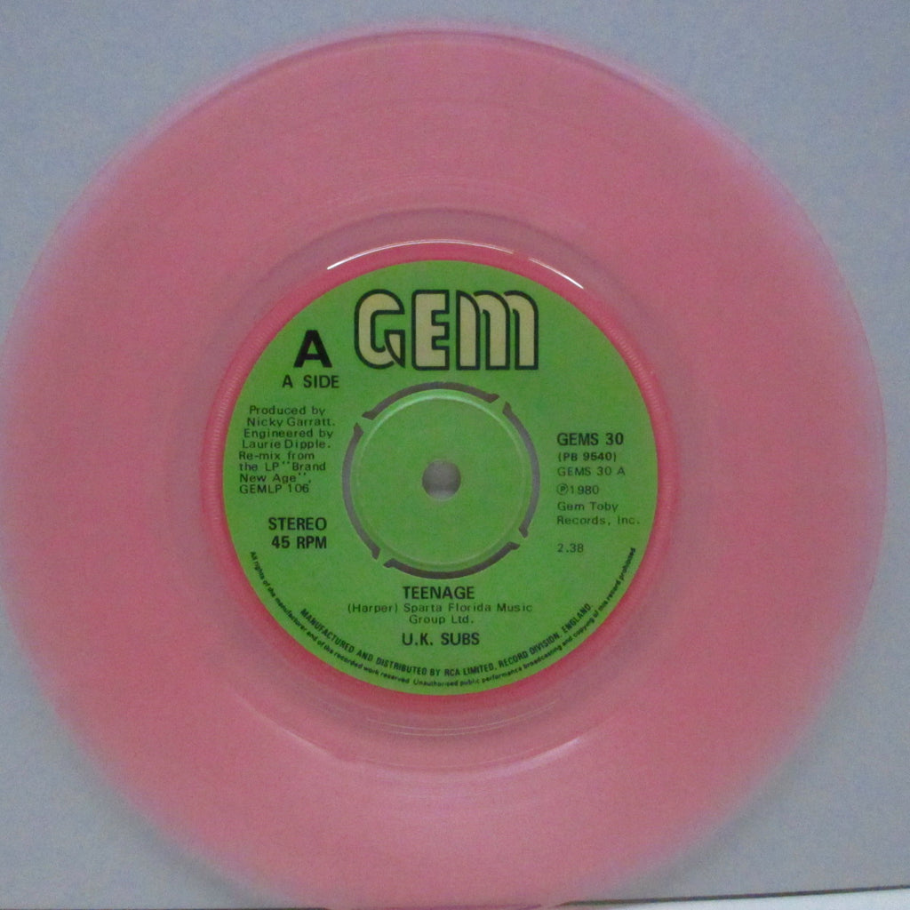 U.K. SUBS (U.K. サブス) Teenage (UK 限定ピンクヴァイナル「ラウンドセンター」7