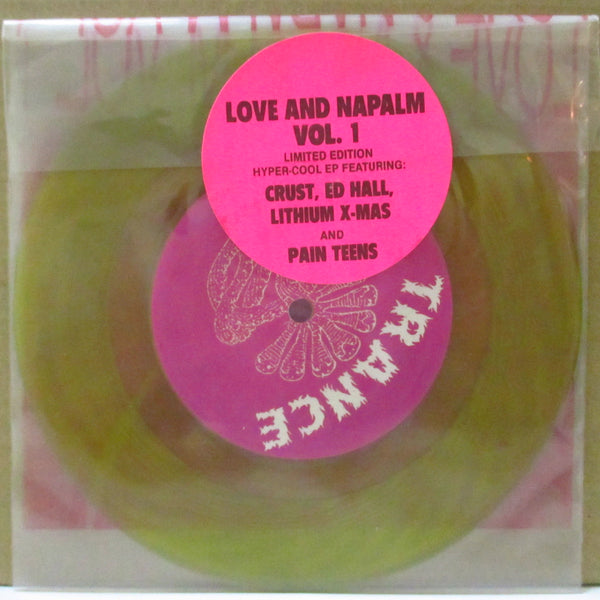 V.A. - Love & Napalm Vol.1 (US Limited Clear Yellow Vinyl 7"+Stickered Printed PVC/廃盤 New)