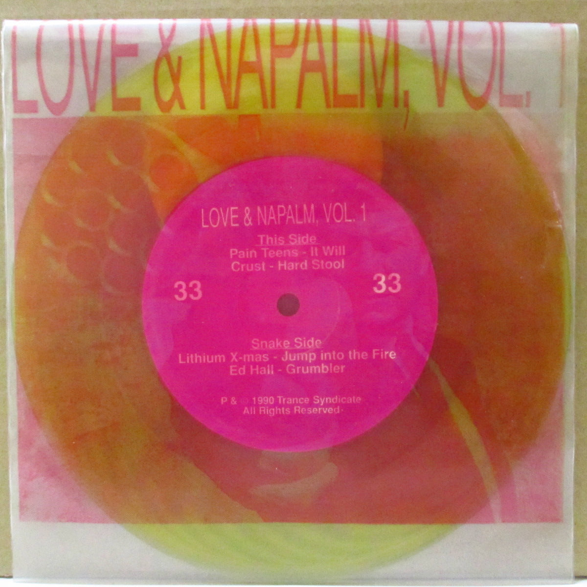 V.A. - Love & Napalm Vol.1 (US Limited Clear Yellow Vinyl 7"+Stickered Printed PVC/廃盤 New)