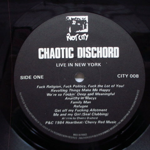CHAOTIC DISCHORD - Live In New York (UK Orig.LP/CS)