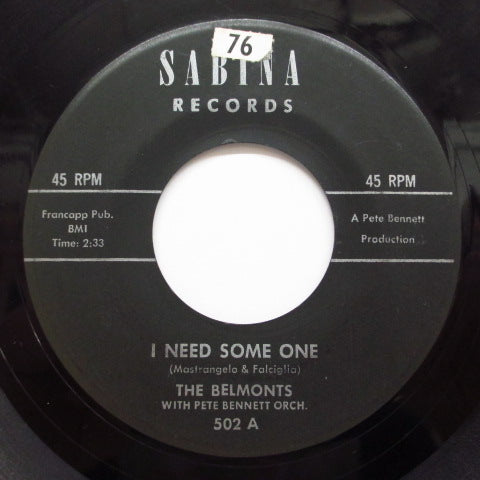 BELMONTS - I Need Some One / That American Dance