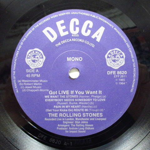 ROLLING STONES (ローリング・ストーンズ)  - Got Live If You Want It ! (UK 80's Re Mono EP/CFS)