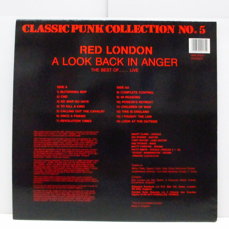 RED LONDON (レッド・ロンドン)  - A Look Back In Anger - The Best Of......... Live (UK Ltd.Red Vinyl LP)