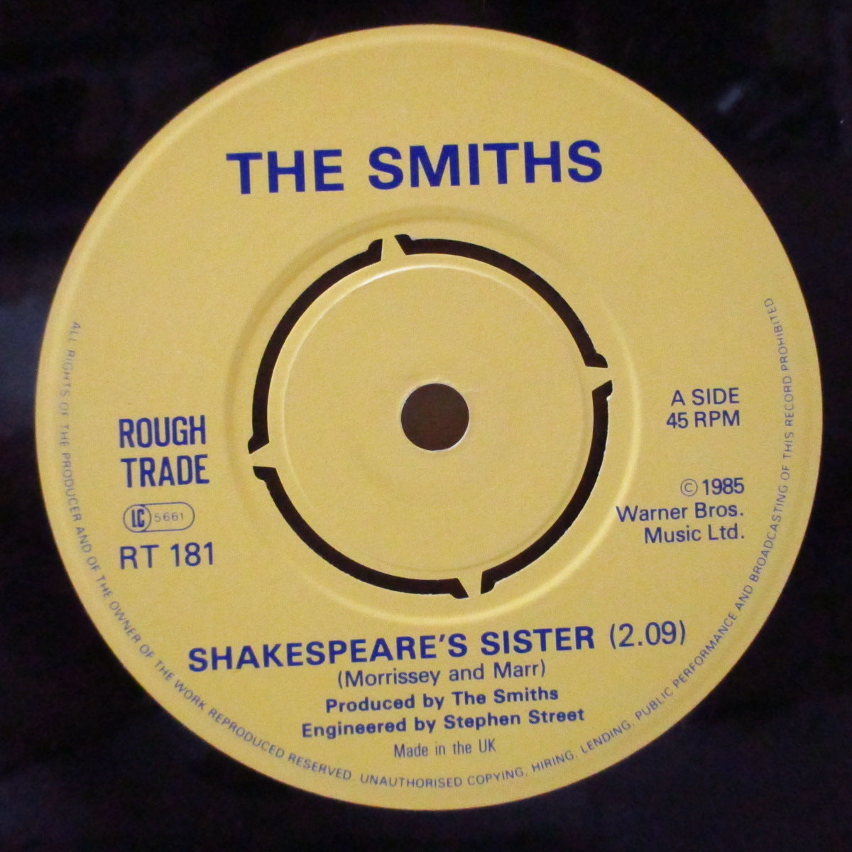 SMITHS, THE (ザ・スミス)  - Shakespeare's Sister (UK オリジナル・ラウンドセンター 7"+PS)