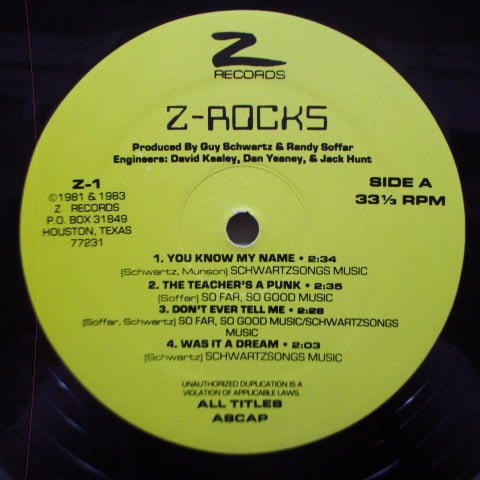 Z-ROCKS (Z-ロックス) - S.T. (US オリジナル MLP/Red CVR)