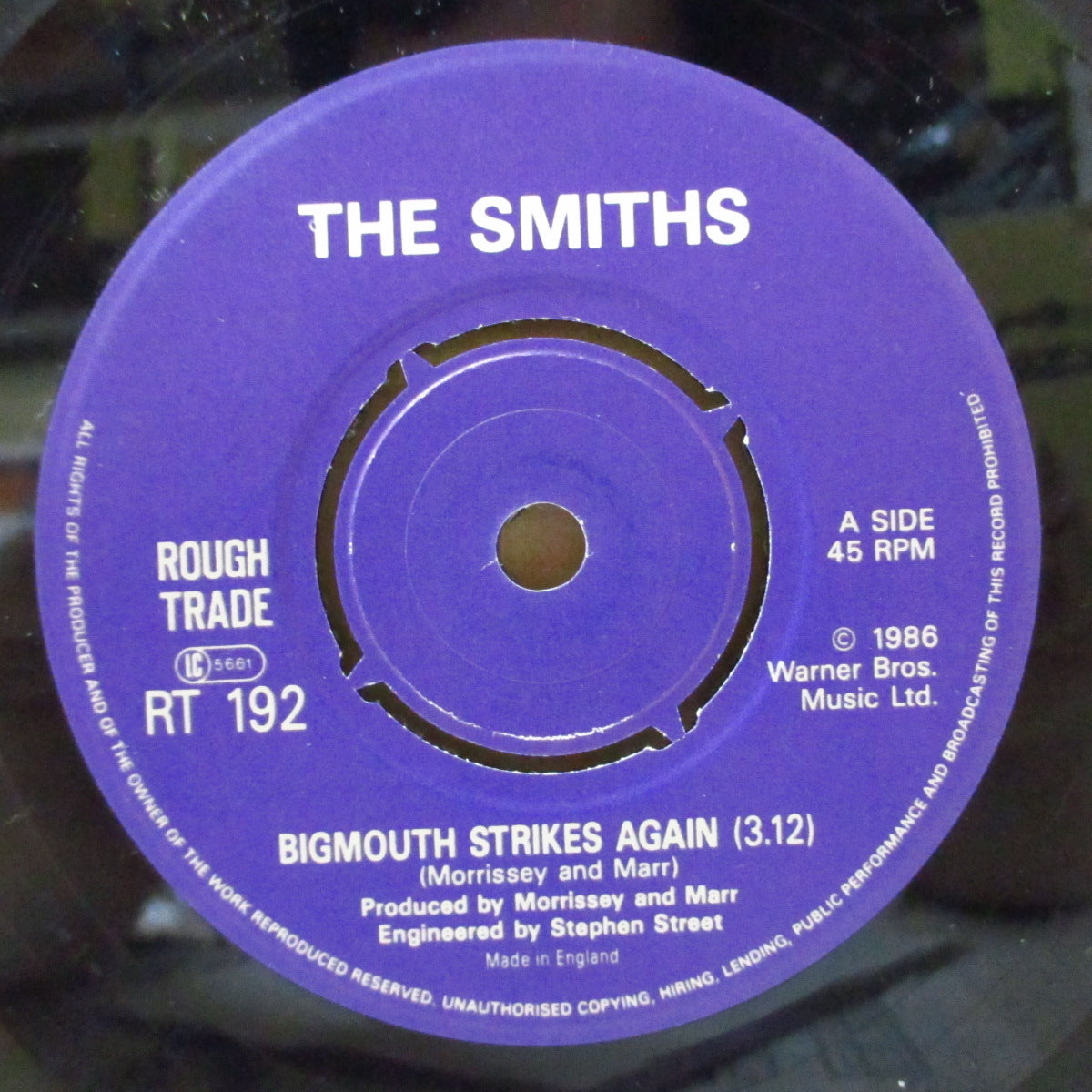 SMITHS, THE (ザ・スミス)  - Bigmouth Strikes Again (UK オリジナル「EMIプレス」 7"+光沢固紙ジャケ)