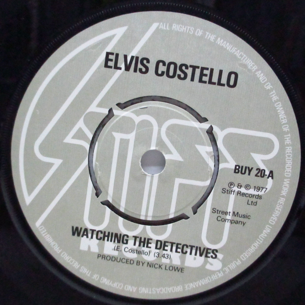 ELVIS COSTELLO  (エルヴィス・コステロ)  - Watching The Detectives (UK オリジナル「ラウンドセンター」7"+コステロ PS)