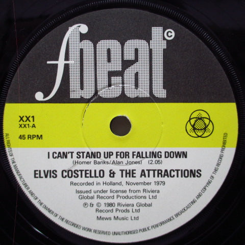 ELVIS COSTELLO And The Attractions (エルヴィス・コステロ & ジ・アトラクションズ)  ‎ - I Can't Stand Up For Falling Down (UK '80 Reissue 7"+PS)