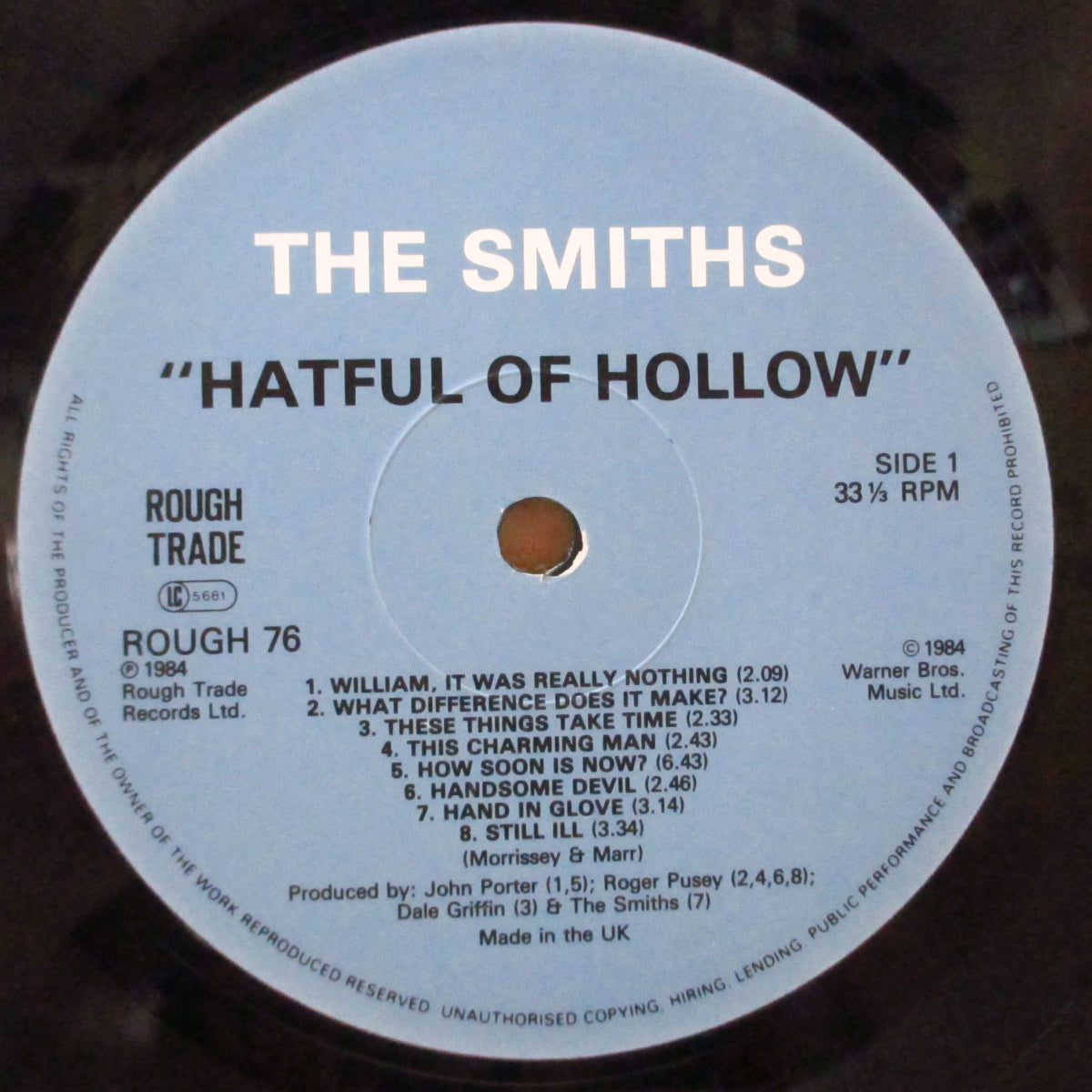 SMITHS, THE (ザ・スミス) - Hatful Of Hollow (UK '86 再発 LP+インナー, シングルジャケ)