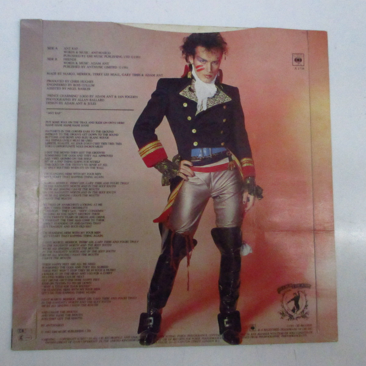 ADAM AND THE ANTS (アダム・アンド・ジ・アンツ)  - Ant Rap (Dutch Orig.7"+Window PS))