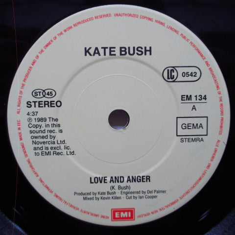 KATE BUSH (ケイト・ブッシュ) - Love And Anger (German オリジナル 7"+GFS)