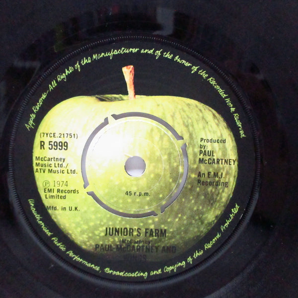 PAUL McCARTNEY & WINGS (ポール・マッカートニー & ウイングス)  - Junior's Farm (UK オリジナル「ラウンドセンター」7"+白無地カンパニースリーブ)