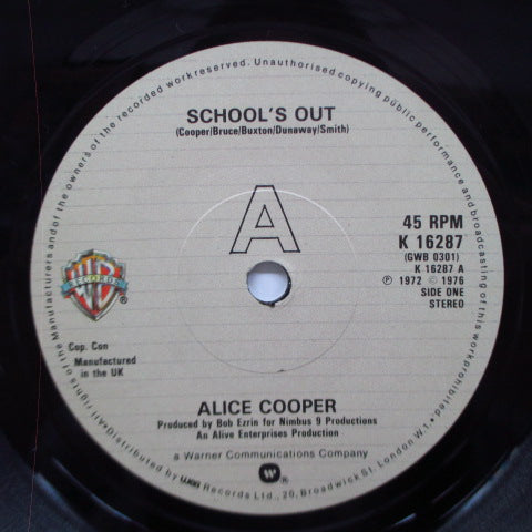 ALICE COOPER (アリス・クーパー)  - School's Out (UK Re 7"+PS/ K 16287)