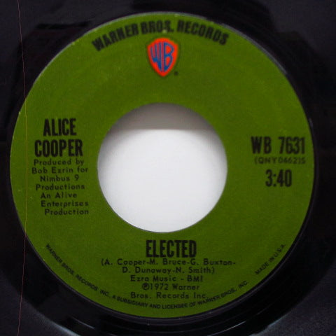 ALICE COOPER (アリス・クーパー) - Elected / Luney Tune (US Orig.7"+PS)