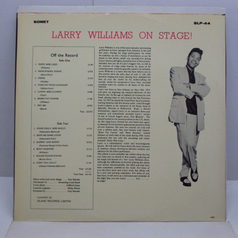 LARRY WILLIAMS (ラリー・ウィリアムズ)  - Larry Williams On Stage! (Sweden 60's Re Mono LP/CS)