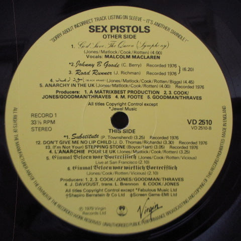 SEX PISTOLS (セックス・ピストルズ) - The Great Rock'n'Roll Swindle (UK 4th Press 2xLP/GS)