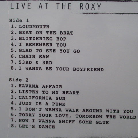 RAMONES (ラモーンズ) - Live At The Roxy August 12, 1976 (EU RSD ブラックフライデー 2016 限定10,000枚ナンバリング入り180g LP「廃盤 New」)